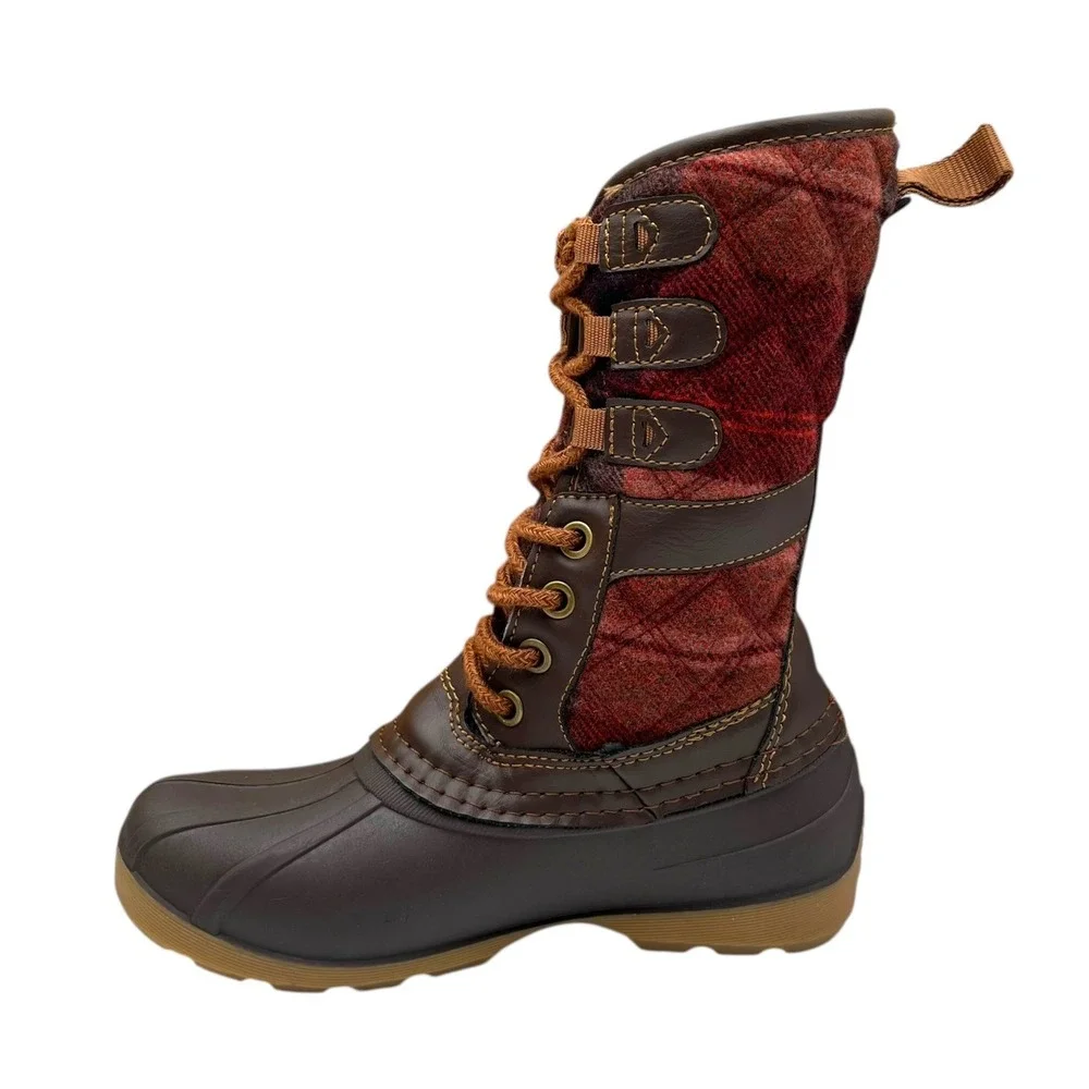 Kamik Little Girls High-Top Vegan Boots Size 12 Brown-Plaid Waterproof Insulated